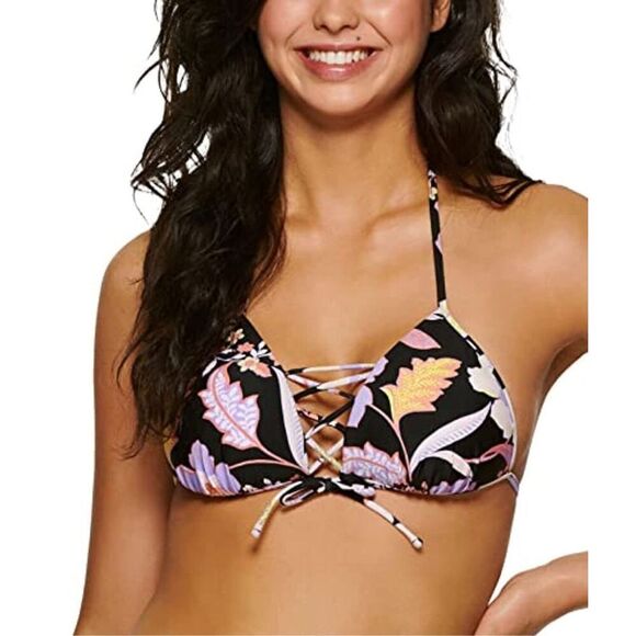 Hula Honey Luna Floral Triangle Bikini Top Juniors Small - Picture 1 of 11